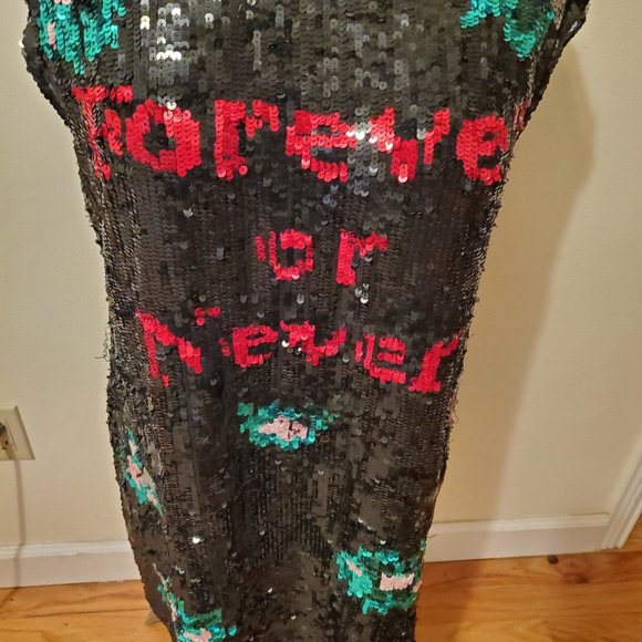 Twin-Set by Simona Barbieri Cute Graphic Sequin Shift Dress M - Picture 2 of 12